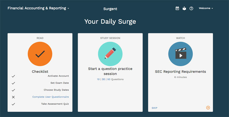 Daily Surge Dashboard in Surgent's Course