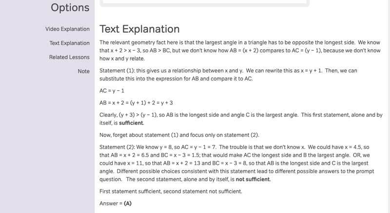 GMAT answer explanation