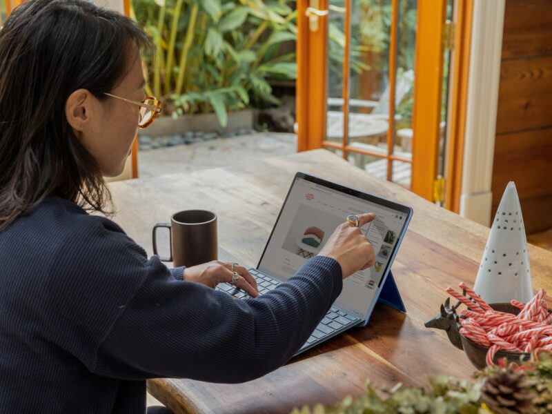 a woman using a laptop